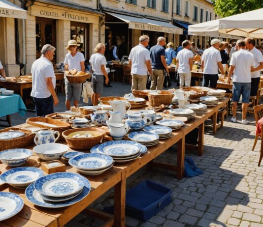 Vide-greniers et brocantes 2026 : la France entière se remet à chiner cet été Etals d un vide-grenier d ete en France avec objets vintage
