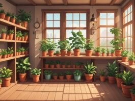 Jeu de gestion : Leafy Corner, le simulateur de boutique de plantes qui cartonne sur Steam Illustration d'une boutique de plantes cosy inspirée du jeu de gestion Leafy Corner