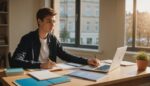 Lycéen consultant Parcoursup sur son ordinateur portable pour la phase complémentaire