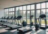 Salles de sport en France : la course à l’expansion s’accélère Intérieur lumineux d'une salle de sport et de fitness moderne en France, avec équipements de musculation et cardio-training