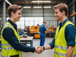 Aide exceptionnelle à l’apprentissage : ce que change le nouveau dispositif pour les employeurs Jeune apprenti et employeur dans un atelier professionnel en France
