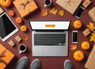 French Days : comment profiter des ventes de rentrée sans se faire piéger Ordinateur portable, sacs et boîtes de livraison illustrant les promotions en ligne des French Days