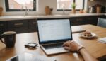 Personne vérifiant une annonce de location immobilière sur un ordinateur portable