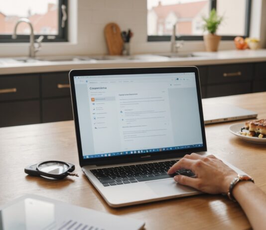 Arnaques aux petites annonces immobilières : comment repérer un piège avant de payer Personne vérifiant une annonce de location immobilière sur un ordinateur portable