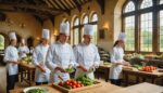 Étudiants en cuisine dans une salle de formation universitaire dédiée à la gastronomie durable