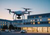 Drones médicaux : comment les hôpitaux français accélèrent leurs livraisons d’urgence Drone médical transportant une livraison d'urgence au-dessus d'un hôpital français