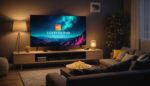 Téléviseur allumé dans un salon, illustrant l'arrivée d'une nouvelle plateforme de streaming gratuit