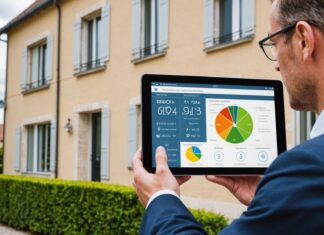DPE européen : ce que le diagnostic immobilier ajoutera dès 2027 Diagnostiqueur immobilier vérifiant l'étiquette énergétique d'une maison