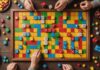 SPIEL Essen : le plus grand salon mondial du jeu de société ouvre ses portes Illustration générée par IA d'une table de jeu de société avec pions et cartes colorés