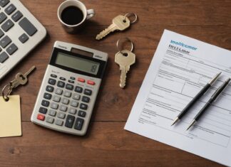 Assurance emprunteur : comment changer en cours de prêt sans essuyer un refus de la banque Dossier d'assurance emprunteur, clés et calculette sur un bureau